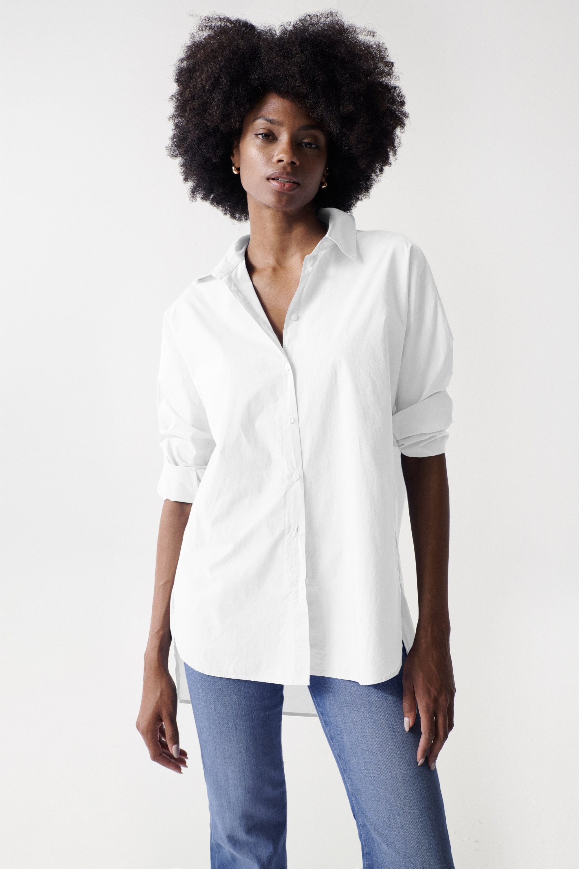 camisa blanca oversize popelina salsa jeans camisa blanca oversize popelina salsa jeans